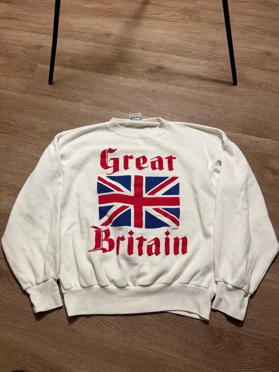 blues Other - Vintage Great Britain Union Jack Crewneck White Made In Portugal Size Large